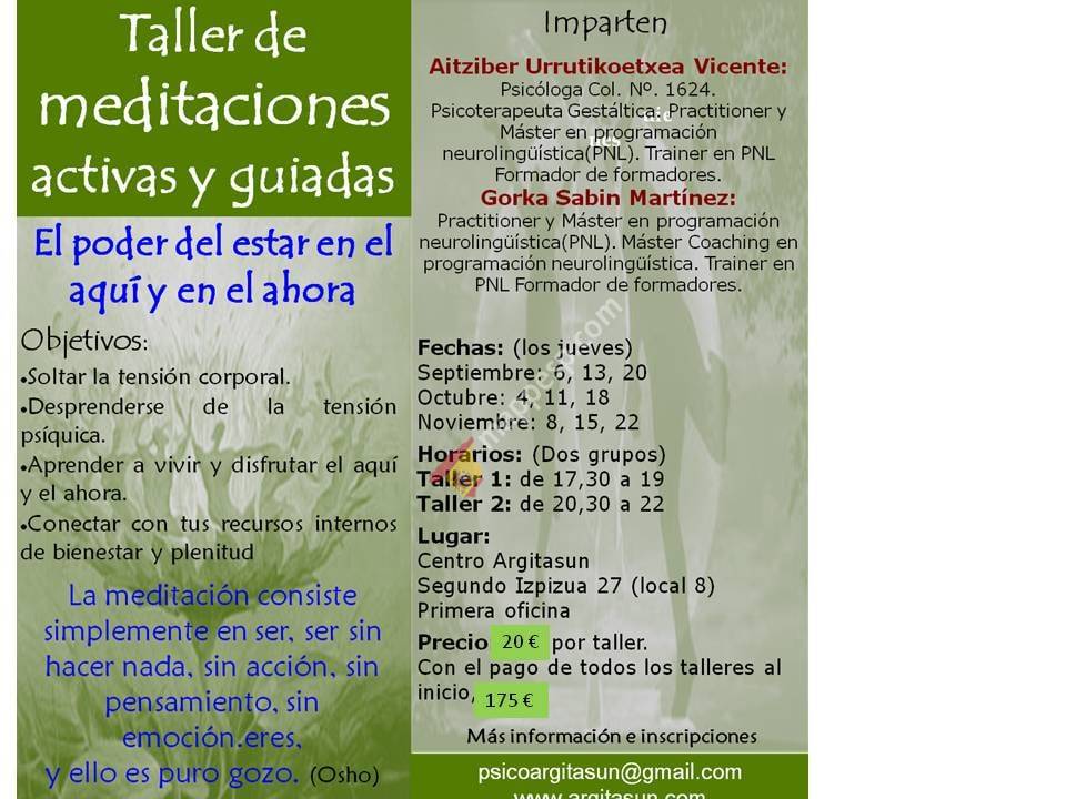 Taller de Meditaciones Activas y Guiadas